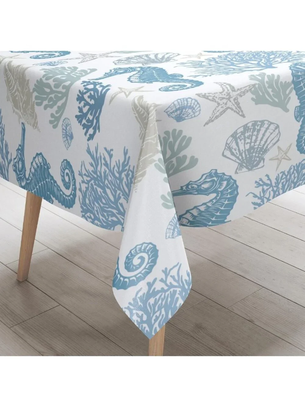 Coastal Nautical Tablecloth - Ocean Themed Waterproof Cover for Dining